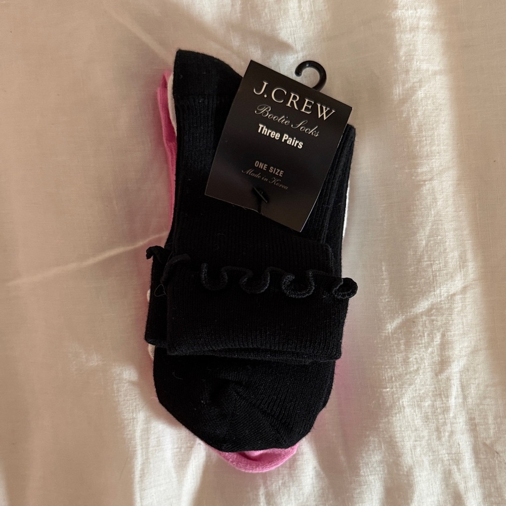 J.Crew Bootie Socks bnwt!! Pink white and black